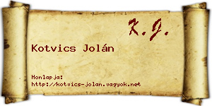 Kotvics Jolán névjegykártya